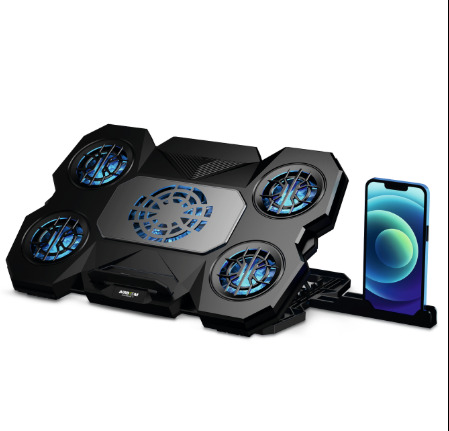 Cooler Para Laptop Airboom, Supreme5 Ab034, 5 Ventiladores, Led- Iluminacion Led Azul (ai-ab034)